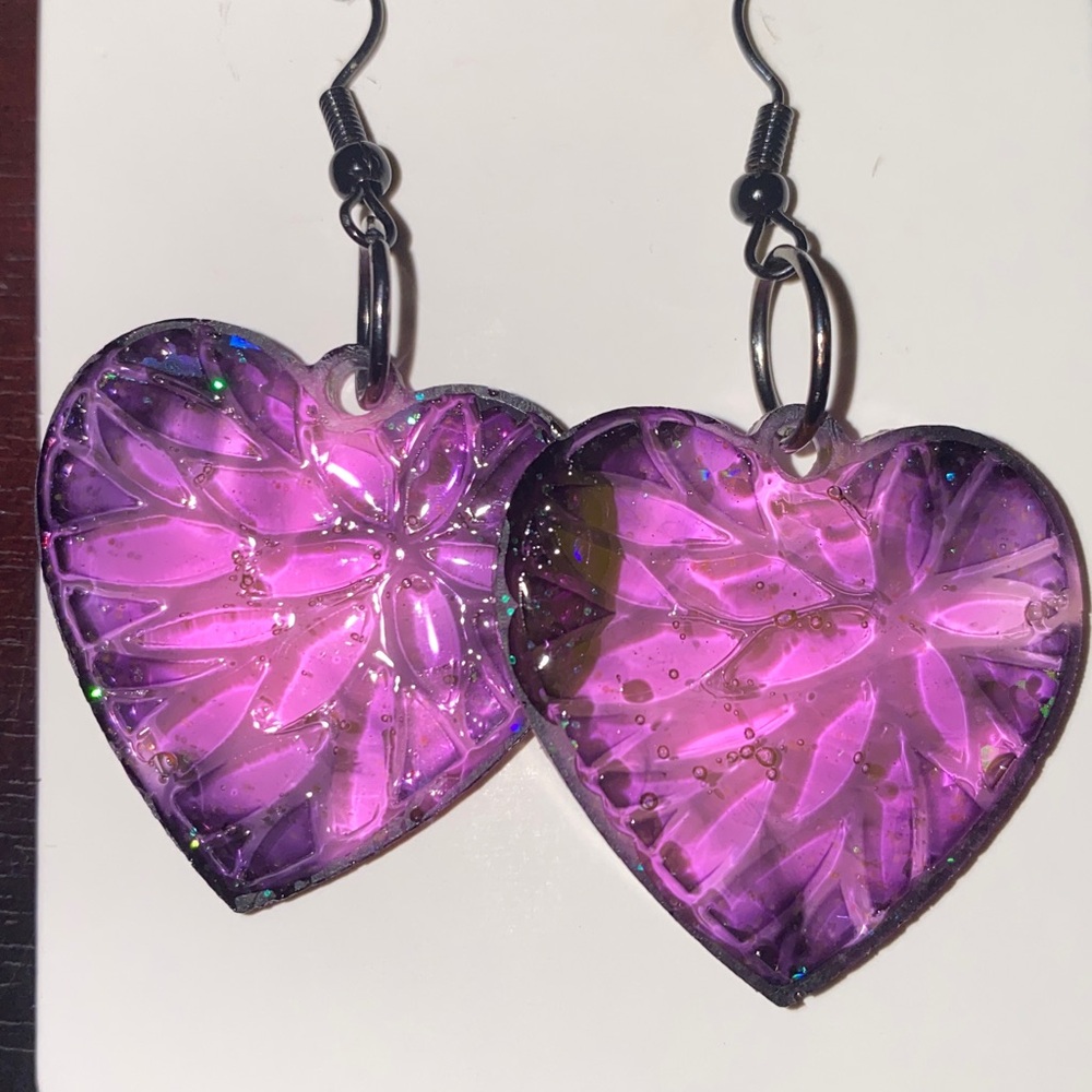 Holographic Heart-Shaped Earrings